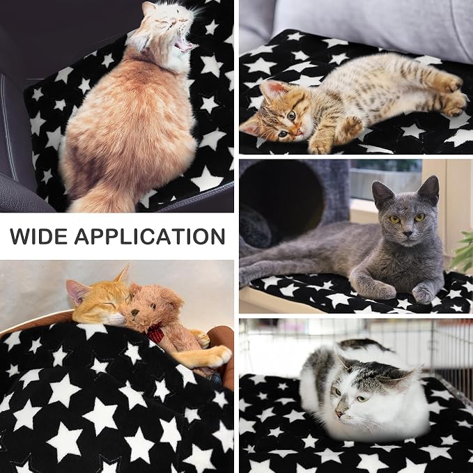 VitalCozy 4 Pcs Dog Crate Pads, Ultra Soft Warm Washable Anti-Slip Kennel Bed Mat for Pets, Reversible, Replaceable, Cage Liner for Small Medium Large Dogs and Cats(18 x 24 x 1.6 Inch,Star,Black)