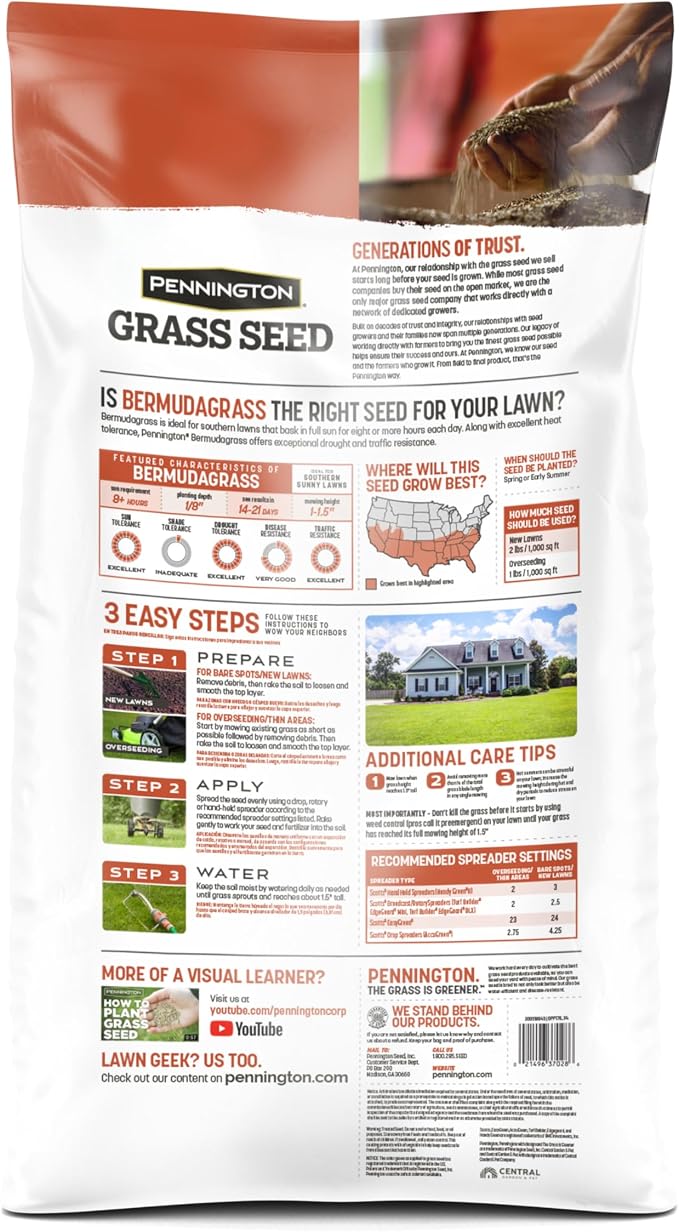 Pennington Bermudagrass Grass Seeds for Lawn, 15 lb