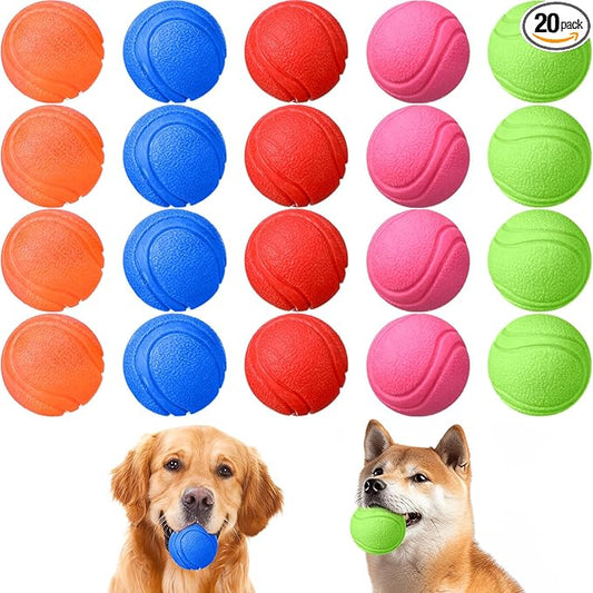 Jenaai 20 Pcs Indestructible Dog Toy Balls for Aggressive Chewers Chew Resistant Solid Rubber Bouncy Ball for Teeth Cleaning, 2in/5cm Diameter