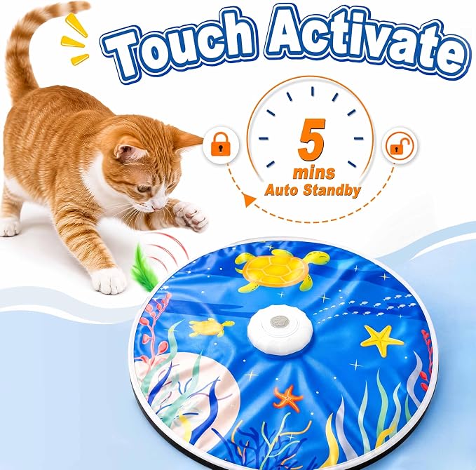 Interactive Cat Toys with 20 PCS Cat Toys, Automatic Cat Toy Touch Activated with 2 Feather Wand, Bird Chirping for Bored Indoor Kittens