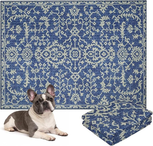Lovewag Pets Washable Dog Pee Pads, 36" x 48", Waterproof, Non-Slip, Super Absorbent, Reusable Machine-Washable, 2-Pack (Royal Blue Quilt)