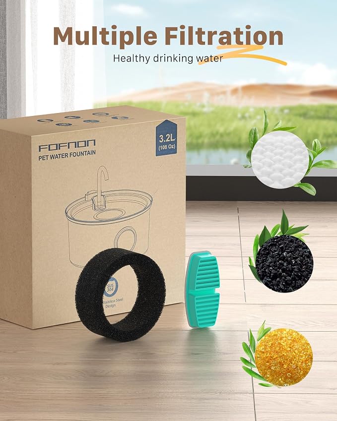 FOFNON Cat Water Fountain with Pump