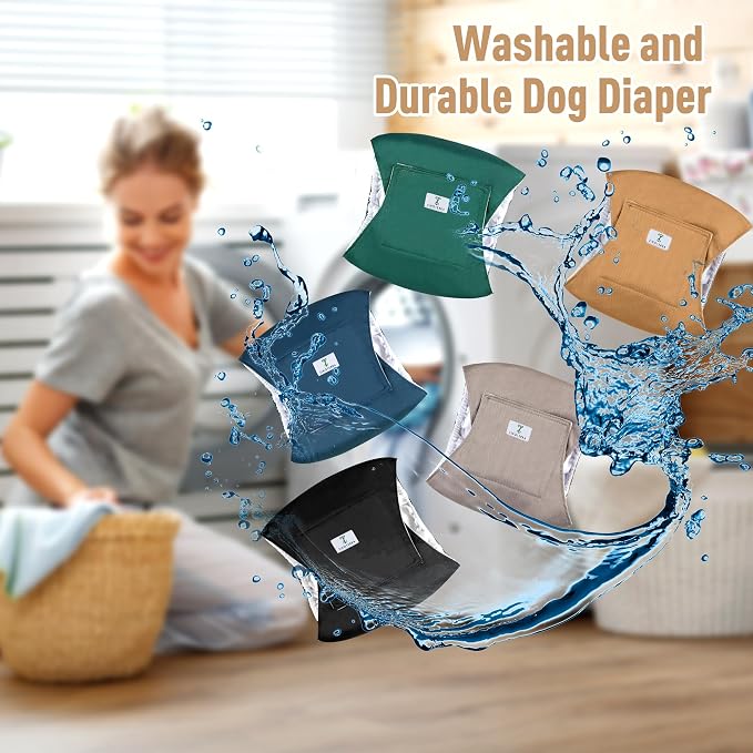 5 Pack Dog Diapers Male,Reusable Leakproof Pet Soft Dog Belly Band Wraps,High Absorbency Male Dog Diaper,Wider Washable Belly Band for Doggy Incontinence and Puppy Training