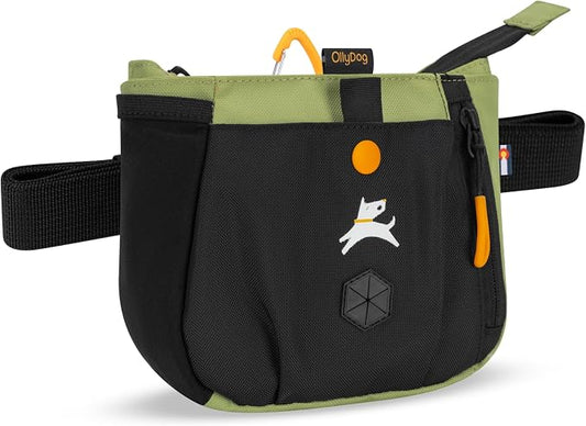 OllyDog Backcountry Day Bag | Dog Training Treat Pouch | Eco-Friendly Recycled Fabric Fanny Pack with Zipper Closure, Built-in Poop Bag Dispenser & Adjustable Waist Belt (Palm)