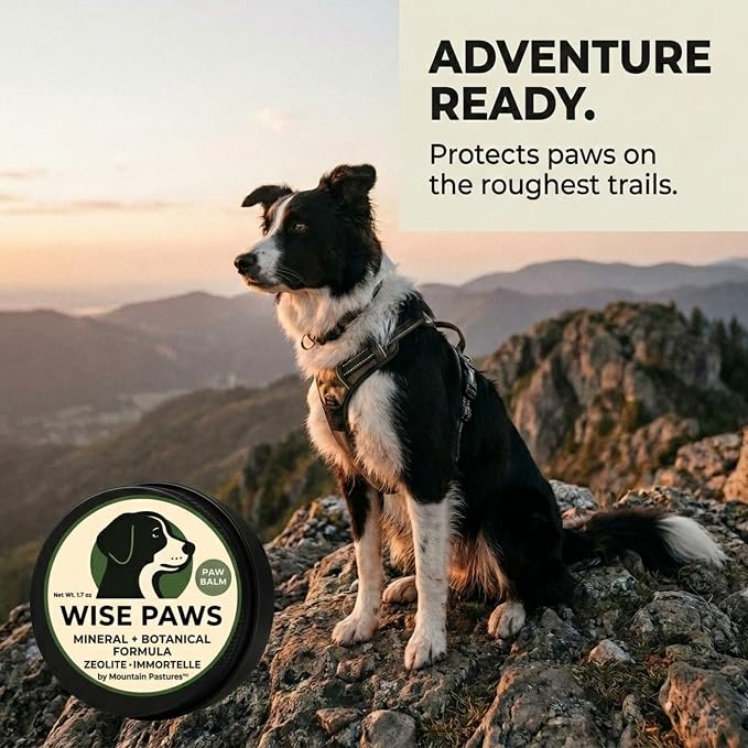 Advanced Formula Dog Paw Balm for Hot Pavement, Grass & Rough Terrain – Zeolite Powder Pawtection for Burnt, Irritated, Dry Cracked Paws – Natural Paw Care with Immortelle – Wooden Applicator – 1.7 oz