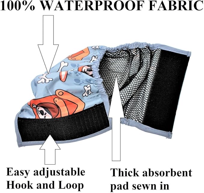 FDC Leak Proof Waterproof Diapers Dog Belly Band Male Wrap Washable Reusable Absorbent Pad Lined for Small Medium Large Pets Black (S: Waist 10" - 12", Retro License)