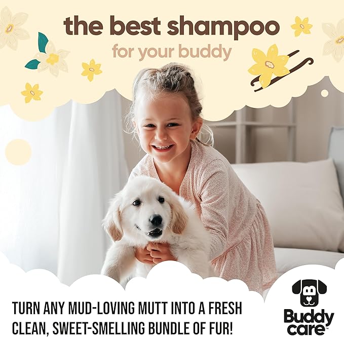Buddycare Vanilla & Shea Butter Dog Shampoo - (16.90oz) Itch Relief & Dog Shampoo Sensitive Skin Care, Dog Shampoo and Conditioner, Premium Dog Grooming Supplies for All Breeds