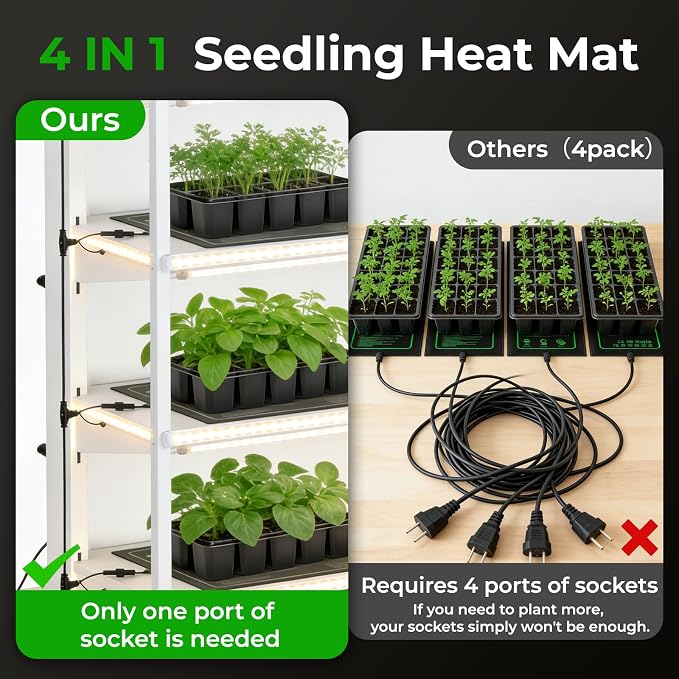 Seedling Heat Mat - KOKOPRO Durable Waterproof Heat mat for Plants Warm Hydroponic Heating Pad for Indoor Home Gardening Seed Starter 10" x 20.75"（4 in1）