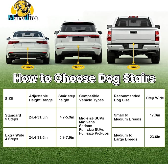 Dog ramps with 23.6" Extra-Wide - Portable 4-Dog Steps with Non-Slip Surface, 250 lbs Capacity for Large Dogs, Extra-Wide Foldable Dog Ramps for Cars, SUVs, and Trucks
