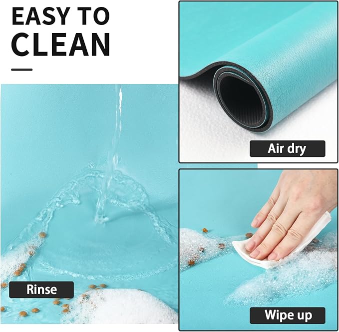 HotLive Dog Food Mat - Absorbent Cat Mat for Food and Water, No Stains Pet Feeding Bowl Mat, Easy to Clean Pet Placemats, Quick Dry Dog Water Dispenser Mat for Messy Drinkers | Paw Teal 16"x 24"