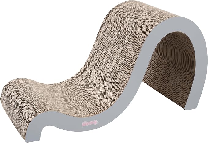 CSR1013E Kona 27" Modern Cardboard Double-Sided Wave Cat Scratcher with Catnip, Fog