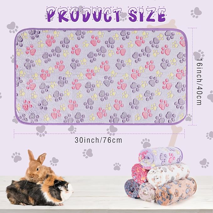 YUEPET Waterproof Guinea Pig Blankets Washable 6 Pack Small Animal Fleece Cage Liners Pet Soft Sleep Mat Pad Cover Warm Flannel Throw for Hamster Guinea Pig Rabbit Chinchilla Hedgehog Ferret 30"×16"