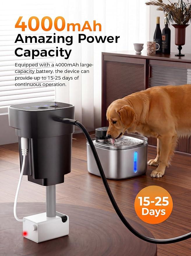Water Fountain for Cats & Dogs 5L/169fl.oz Stainless Steel Wireless Cordless Pet Drinking Water Dispenser Cat Fountain for Indoor Outdoor &1Filter