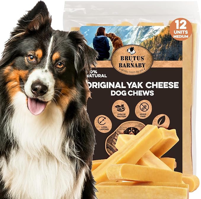 BRUTUS & BARNABY Yak Cheese Himalayan Dog Chews for Aggressive Chewers – Rich in Nutrients, Long Lasting Yak Chews for Small to Large Dogs.(12pk)