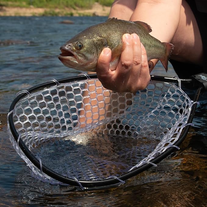SF Fly Fishing Landing Net Soft Rubber Mesh Trout Net Catch and Release Net