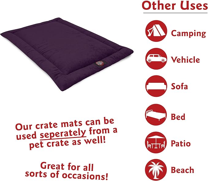 Majestic Pet Orthopedic Memory Foam Dog Crate Mat - Plush Pet Bed Pad for Crates & Kennels | USA Crafted | 48"x30" Villa Aubergine