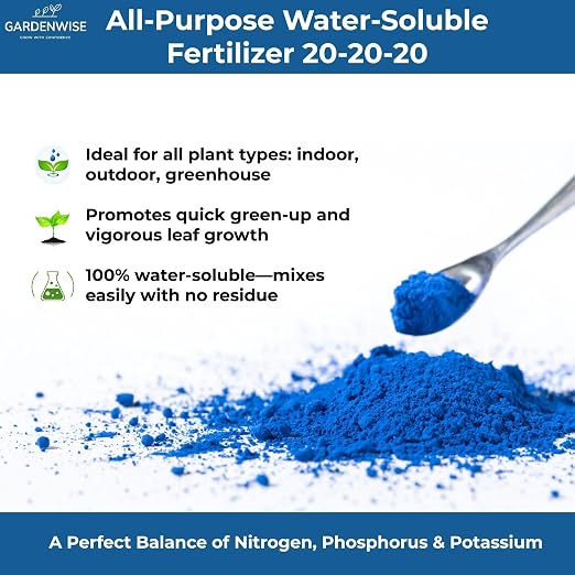 Gardenwise 20-20-20 Water-Soluble Fertilizer – Powder for Liquid Plant Food for Indoor & Outdoor Plants, Orchids, Vegetables, Lawns, Flowers – 20 20 20 Fertilizer 3 Quarts (6 lbs)