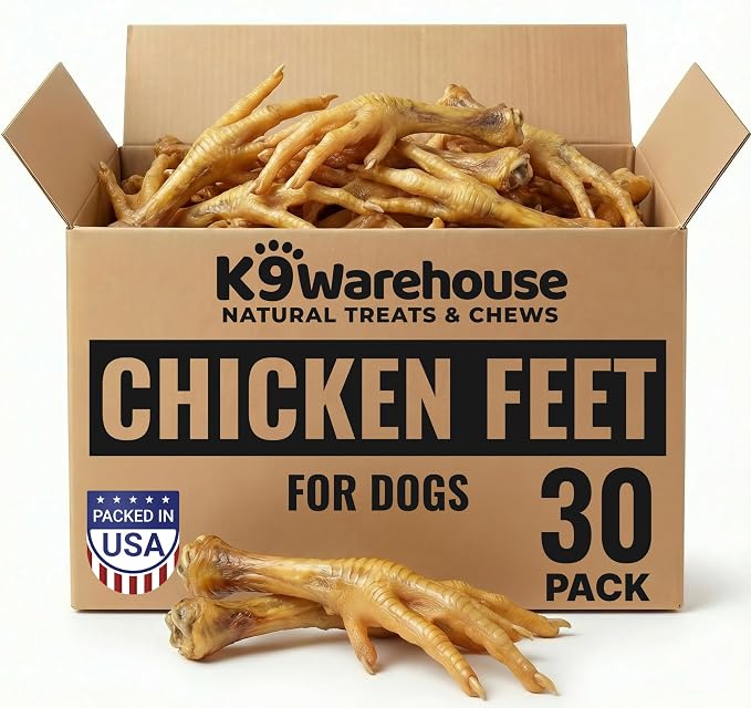 K9warehouse Chicken Feet Dog Treats - 30 Count - Natural Dehydrated Chicken Feet for Dogs - Nutrient-Rich Dog Chicken Feet - Tasty Chicken Foot Chews for Canines - Ideal for Training & Dental Health