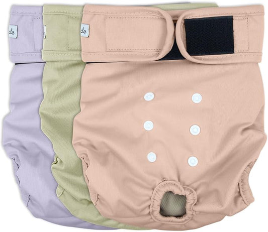 Washable Female Dog Diapers - Premium Reusable Diapers for Doggie in Heat - Highly Absorbent Dog Diapers Female for Pet Incontinence with Adjustable Snaps Pink, S