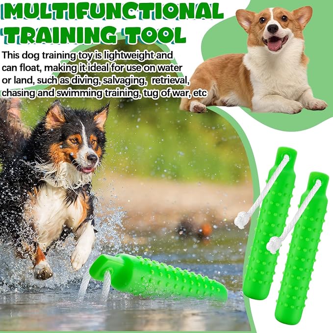 Blueweenly 4 Pcs Dog Bumper Toy for Water Retrieving Plastic Puppy Training Dummy Dog Float Toy Lightweight for Float on The Water Pool Outdoor Training Hunting Fetching (Green and Orange)