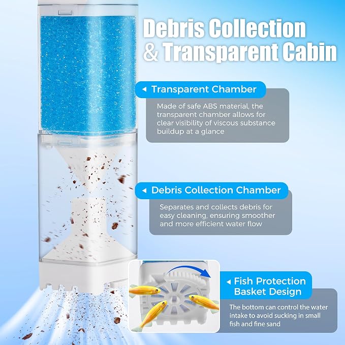 Vehipa Aquarium Filter, Internal Fish Tank Filters for 10-20 Gallon Aquariums, Adjustable Flow & Wavemaker, Isolate Impurities, Ultra-Quiet Water Circulation