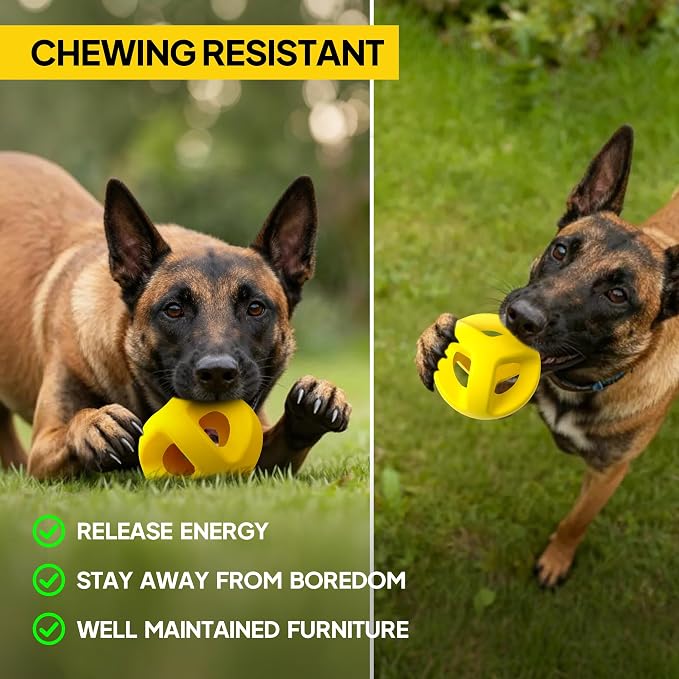 PetiFine Tough Dog Balls, Large Dog Toys for Aggressive Chewers, Interactive Dog Toy Balls Outdoor, Chew Toys for Medium Large Breed Non-Toxic Natural Rubber, 4.5"
