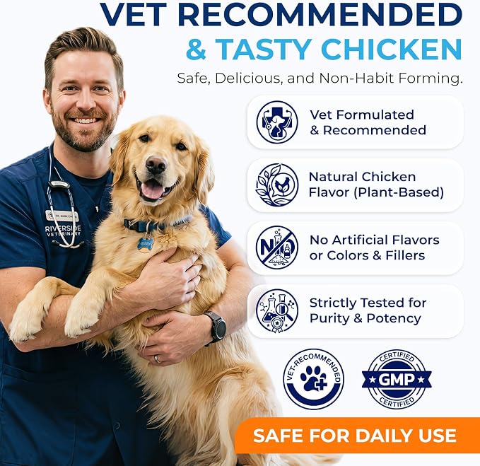 Calming Chews for Dogs 90pc Dog Calming Chews - Anxiety Relief Relaxing Calm Dog Melatonin Treats,Bites for Puppy,Small-Large Dogs Anxiety,Daily Stress & Separation,Fireworks, Thunder, Barking Support