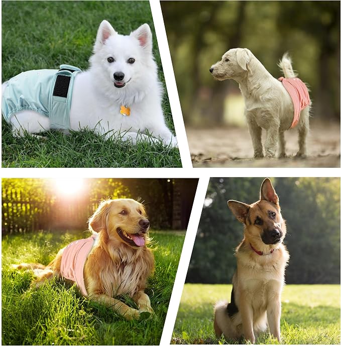 3Pack Reusable Female Dog Diapers, Washable Diaper for Doggie,Highly Absorbent Dog Diaper,Adjustable Leakproof Puppy Diapers Skirt for Heat,Incontinence,Period Doggy Nappies S