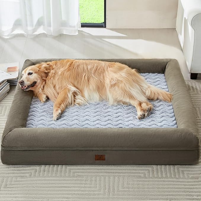 WNPETHOME XXL Extra Large Dog Bed, Washable Dog Couch with Removable Waterproof Cover, Orthopedic Pet Sofa Bed with Bolster Sides for Sleeping, 45 x 35 x 7 Inches