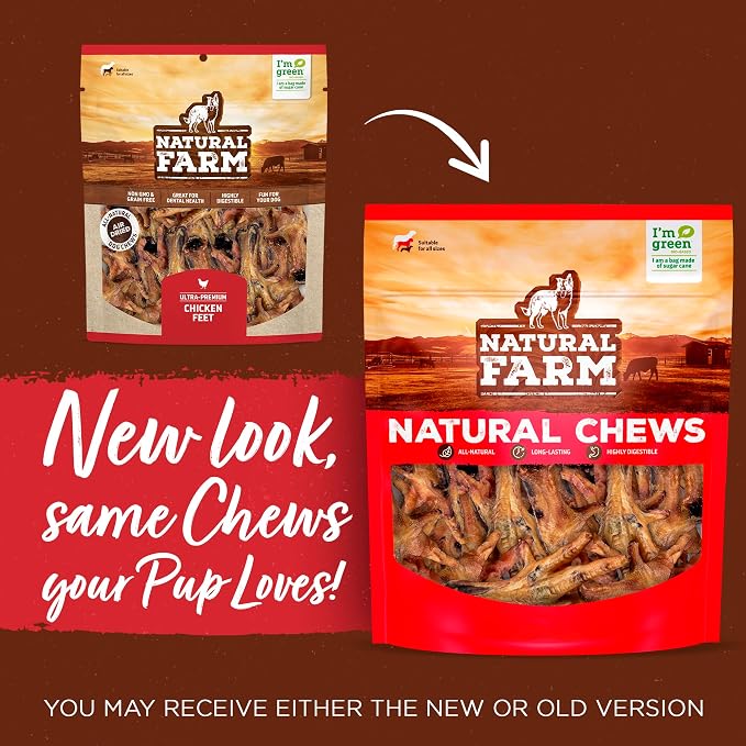 Natural Farm Nail-Free Chicken Feet for Dogs (20 Count), Single Ingredient Crunchy Dog Treats, High Protein, Low Calorie, Natural Joint & Dental Support, Great for Small, Medium, Large Breeds