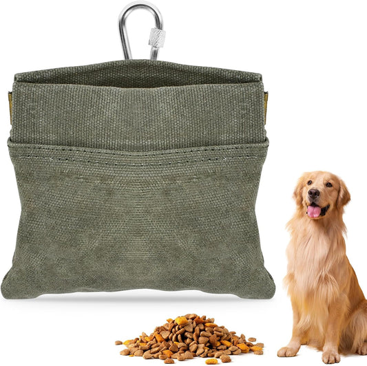 CONLI Dog Treat Pouch Portable Treat Pouches for Pet Training, Dog Training Treat Pouch with Carabiner, Auto Closing Pet Feed Snack Reward Pocket for Pet Travel or Outdoor Use