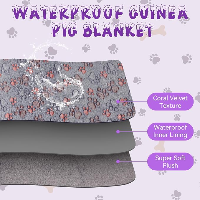 YUEPET Waterproof Guinea Pig Blankets Washable 3 Pack Small Animal Fleece Cage Liners Pet Soft Sleep Mat Pad Cover Warm Flannel Throw for Hamster Guinea Pig Rabbit Chinchilla Hedgehog Ferret 23"×16"