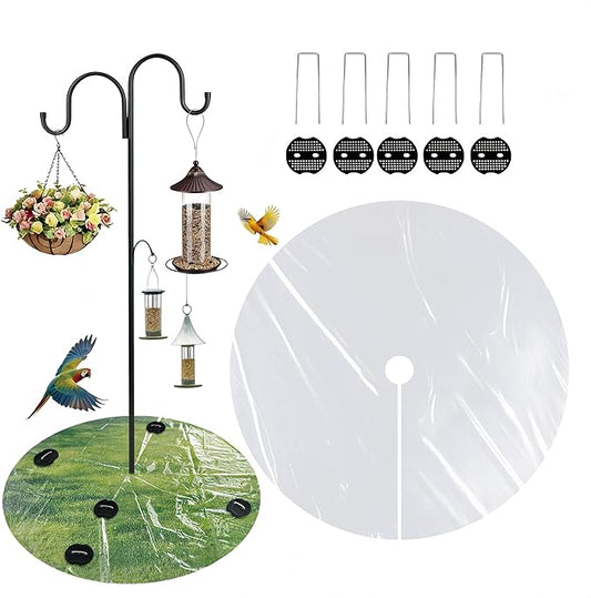 2 PCS 47.24 Inch Bird Seed Catcher for Pole - Full Kit Outdoor Mat for Under Bird Feeder, Bird Feeder Seed Catcher Tray for Ground, Fits Most Shepherd Hooks/Bird Poles