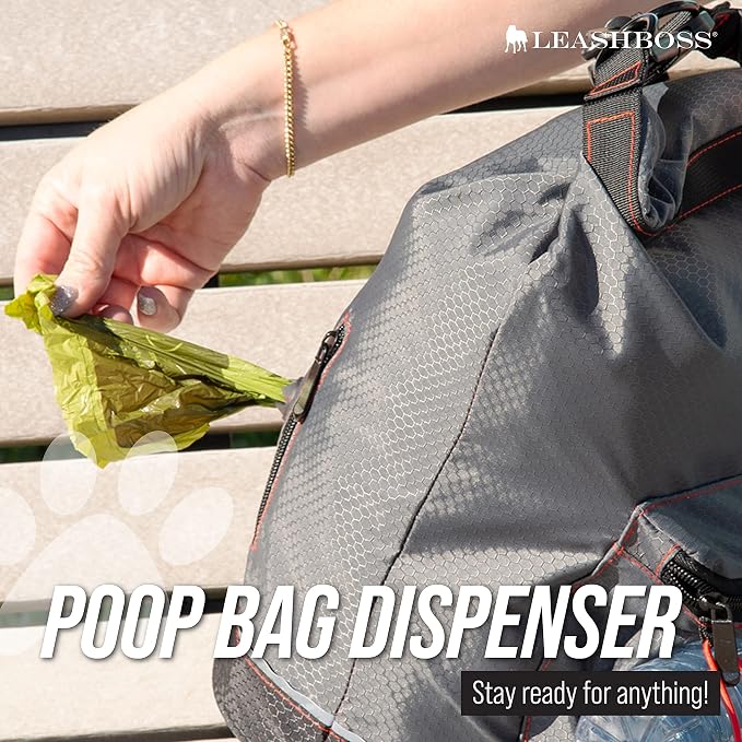 Travel Dog Food Carrier with Poop Bag Dispenser and Storage Pocket by Leash Boss
