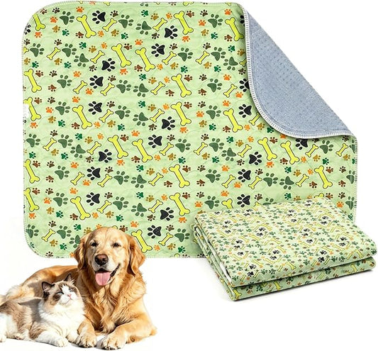 Puppy Pee Pads with Pheromones,Washable and Reusable Pee Pads for Dogs,Waterproof and Leak-Proof,Non-Slip Base Training Pads Suitable for Home,Travel and Dog Crates(Yellow Bone,L:35.4*31.5in)