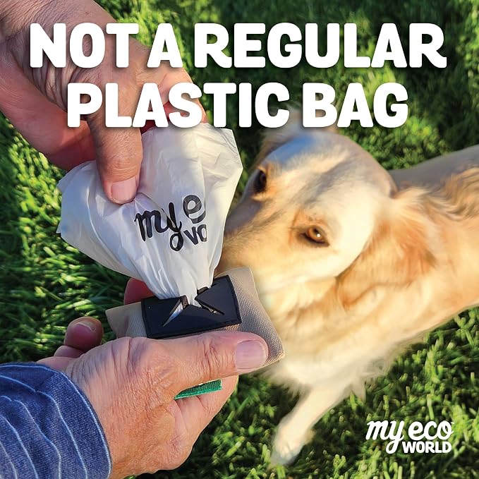MyEcoWorld® Compostable Pet Poop Bags - Made with Corn and Other Certified Compostable Materials - 240 Bags - 16 Roll - Extra Strong - Leak Proof - Unscented - Easy to Open