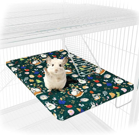 Ferret Cage Liner for Ferret Nation & Critter Nation Cage,Cute Animal Print,Washable Bedding,Cage Accessories for Ferrets, Chinchillas, Rats, Rabbits & Other Small Pets (Shelf Liner)