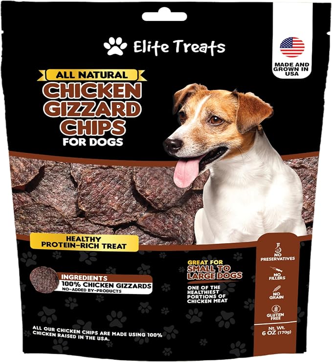 Chicken Gizzard Chips: Dogs All Natural Training Treats | Made in USA | Single Ingredient | Healthy Treats | for Puppies, Small, Medium & Large Breeds (Chicken Gizzard Chips 6 oz)