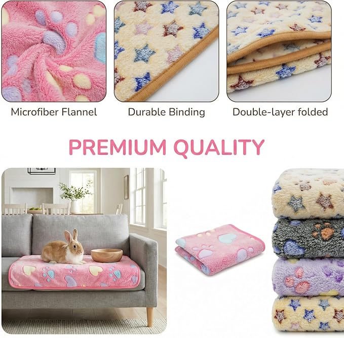 18 Pack Small Animal Cage Liners Absorbent Washable Fleece Mats 40 x 60 cm / 15.7 x 23.6 in Reusable Pee Pads for Guinea Pig Rabbit Hamster