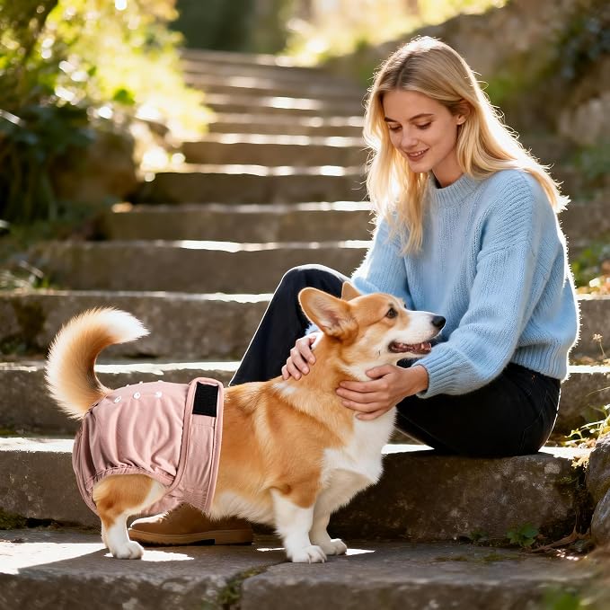 Washable Reusable Female Dog Diapers(5 Pack) Small Medium Large Doggie Puppy & Doggy Dog Diaper, Period Panties in Heat Small Pink Purple Brown Green Blue