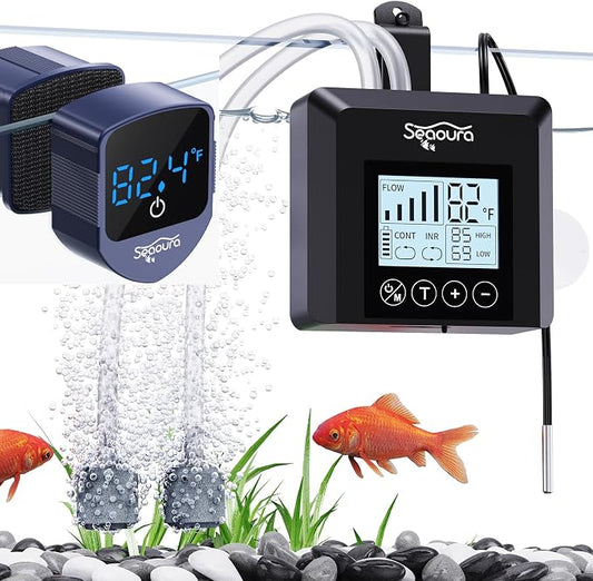 SEAOURA Digital Aquariums Thermometer with USB Rechargeable Portable Aerator