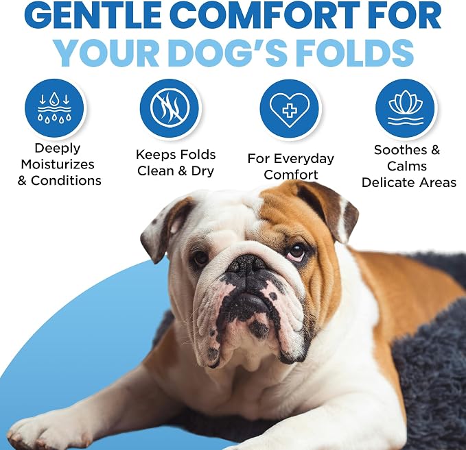 Dog Wrinkle Cream 3 Oz for Bulldogs' Face, Tail Pockets, Paws | Dog Wrinkle Care for Frenchies & Pugs - Moisturizing Balm For Gentle Sensitive Skin Care