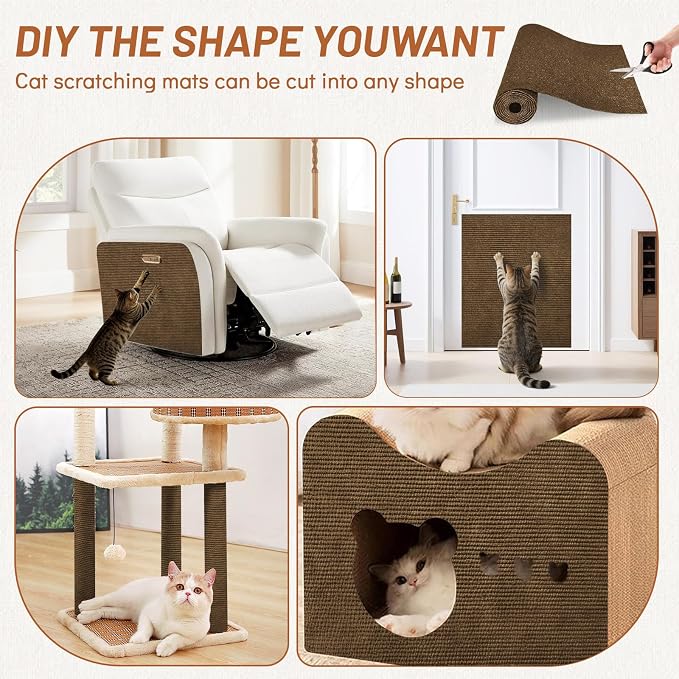 Couch Protector from Cat Claws 78.7" x 15.8" Trimmable DIY Self-Adhesive Cat Scratch Mat for Furniture Couch or Wall Protector, Covering Cat Scratching Post Indoor