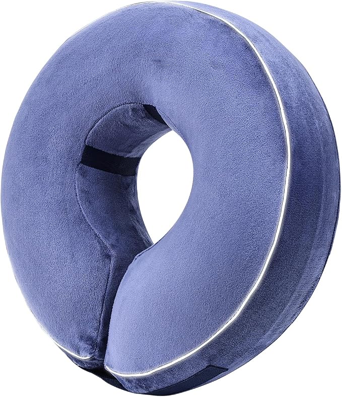 Inflatable Reflective Dog Cone Collar Alternative After Surgery,Doggie Recovery Dount Neck Ecollar,Adjustable Soft Dog Cone Collar for Small Medium Large Dogs (Blue, M)