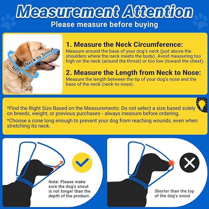 Dog Cone to Stop Licking, Clear Recovery Collar with Detachable Zipper, Sturdy Elizabethan Collar for Large Medium Small Dogs, Soft Adjustable Cone After Surgery Patented, Blue XXL