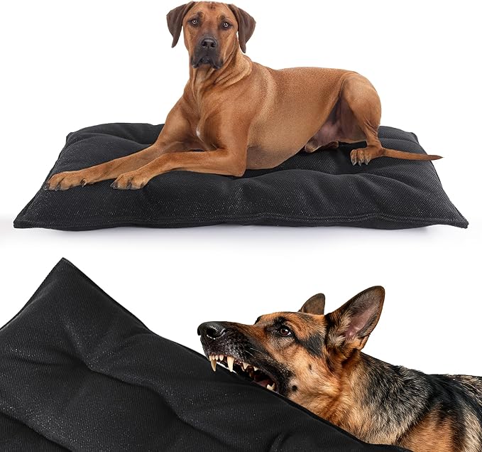 MABOZOO Chew Proof Indestructible Dog Beds for Aggressive Chewers,Durable Dog Crate Pad,Washable Tough Pet Mats for Kennel,Black,M 18x29 in