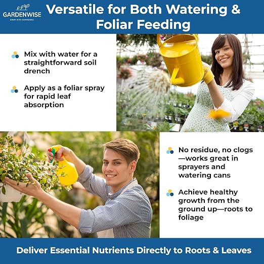 Gardenwise 20-20-20 Water-Soluble Fertilizer – Powder for Liquid Plant Food for Indoor & Outdoor Plants, Orchids, Vegetables, Lawns, Flowers – 20 20 20 Fertilizer 4 Quarts (8 lbs)