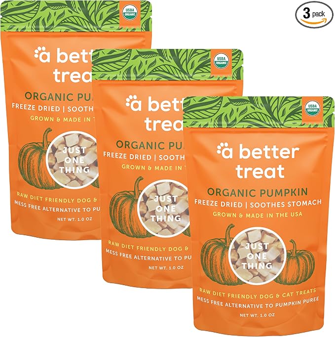 A Better Treat – Freeze Dried Organic Pumpkin Dog and Cat Treats, Organic, Single Ingredient | Natural, Healthy, Diabetic Friendly | Made in The USA