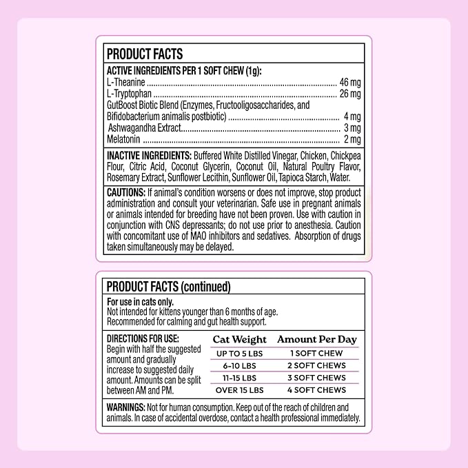 New! WellJoy Cat Supplement Calming+ GutBoost | Cat Health Supplement | Promotes Relaxation & Calmness | Dual-Benefit GutBoost Formulation | Vet Formulated | USA Made | Chicken Flavor | 90 Soft Chews
