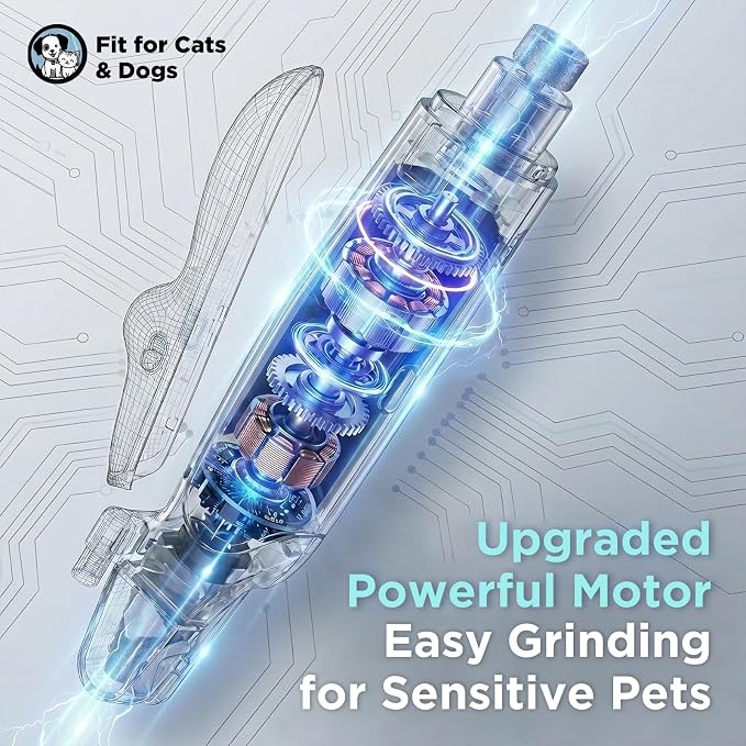 2-in-1 Dog & Cat Nail Clipper and Grinder with LED Light, Low-Noise Electric Pet Nail Trimmer, Safety Lock & Nail Catcher, USB-C Rechargeable, 3 Grinding Ports for Cats & Small to Medium Dogs